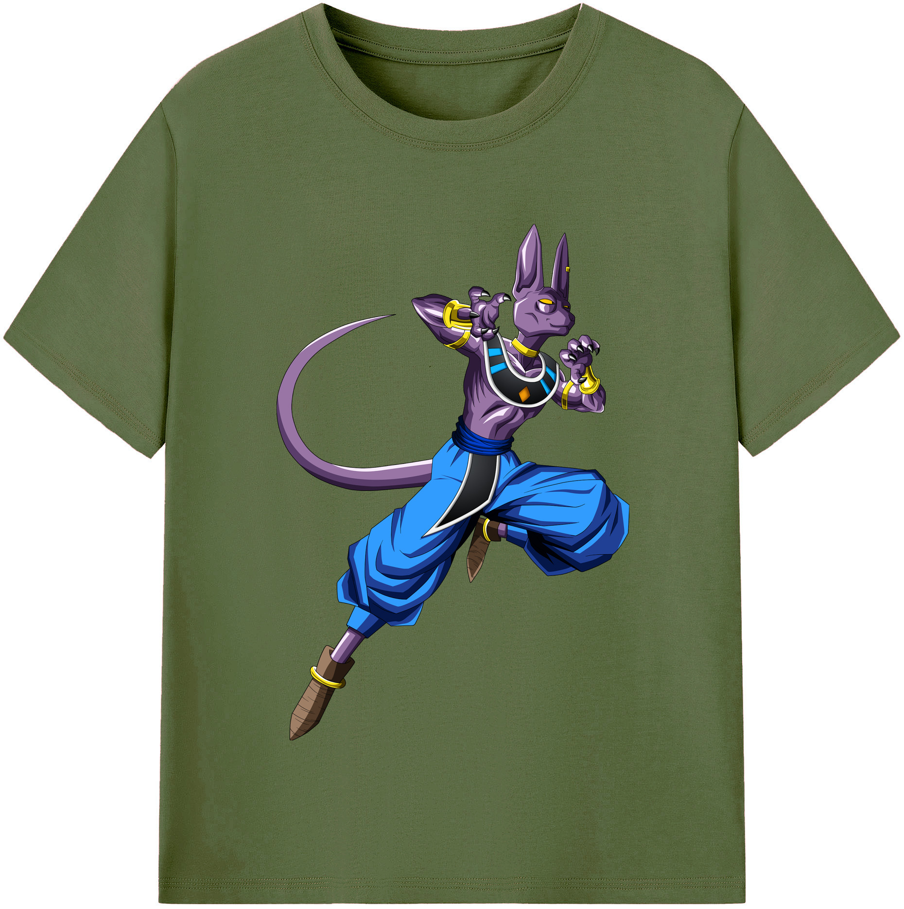 （画像用） ドラゴンボール ビルス 破壊神ビルス DRAGON BALL Beerus Birusu 綿100％半袖Tシャツ（フロントプリント）